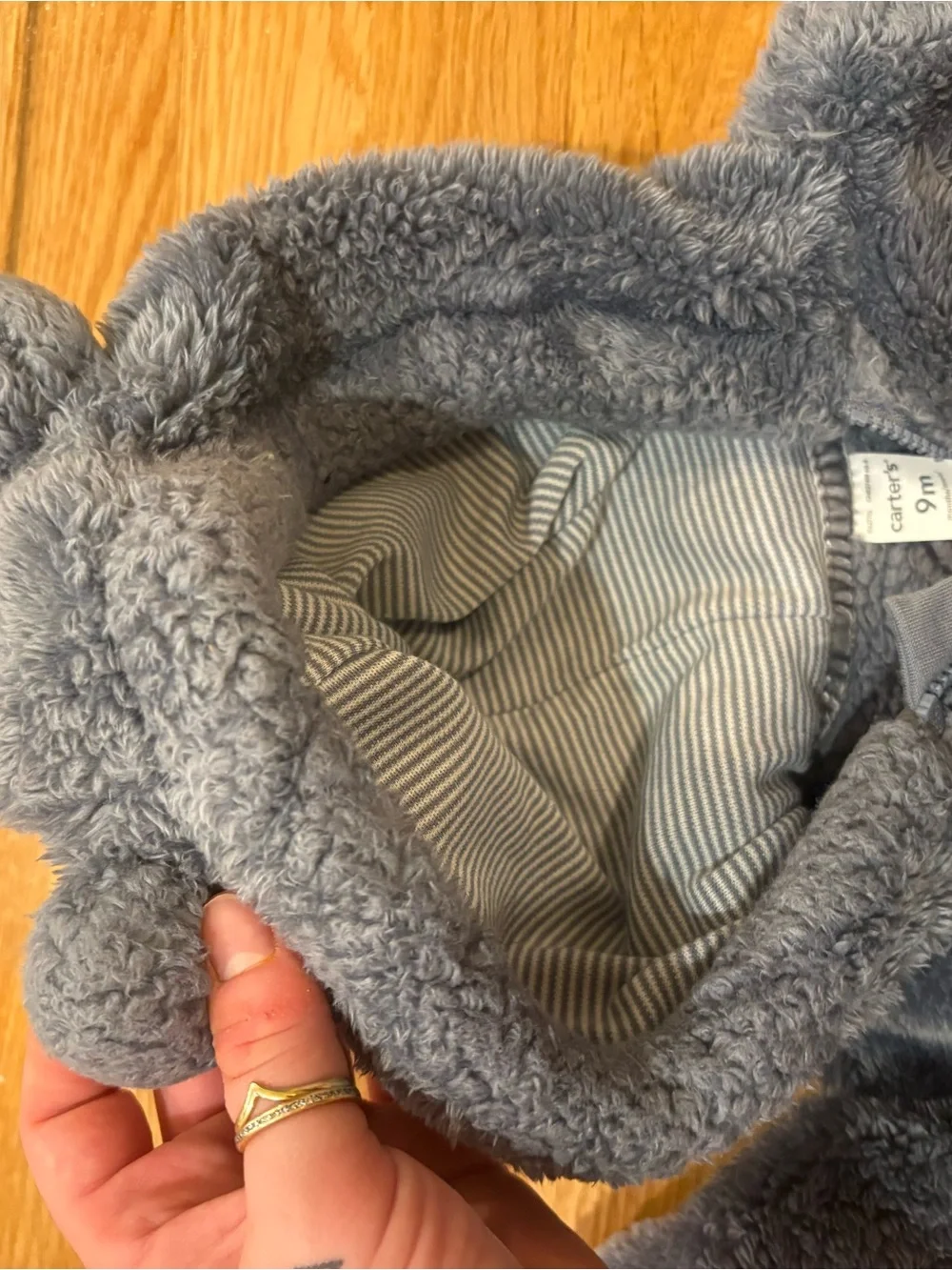 Carter's Plush Hooded Baby One-Piece in Charcoal Gray